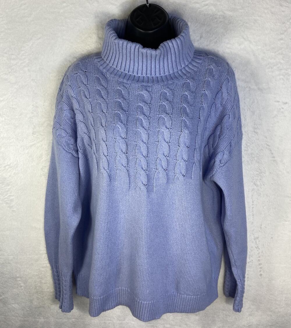 Sundance Cotton Cableknit Sweater Women’s Large Turtleneck Oversized Cozy